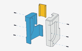 The left image illustrates resulting corner radii from milling. Consider adding reliefs to sharp corners (right image) to improve fit