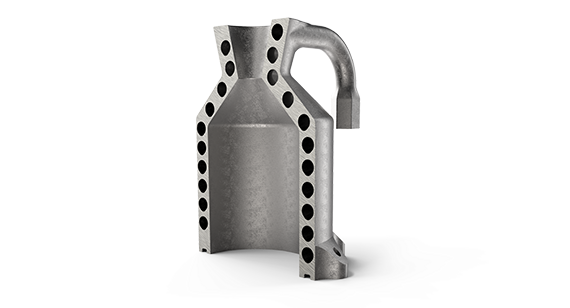 3d DMLS render part of rocket engine part manufactured by protolabs for the University of Houston