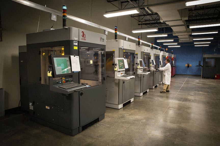a row of large-format stereolithography machines