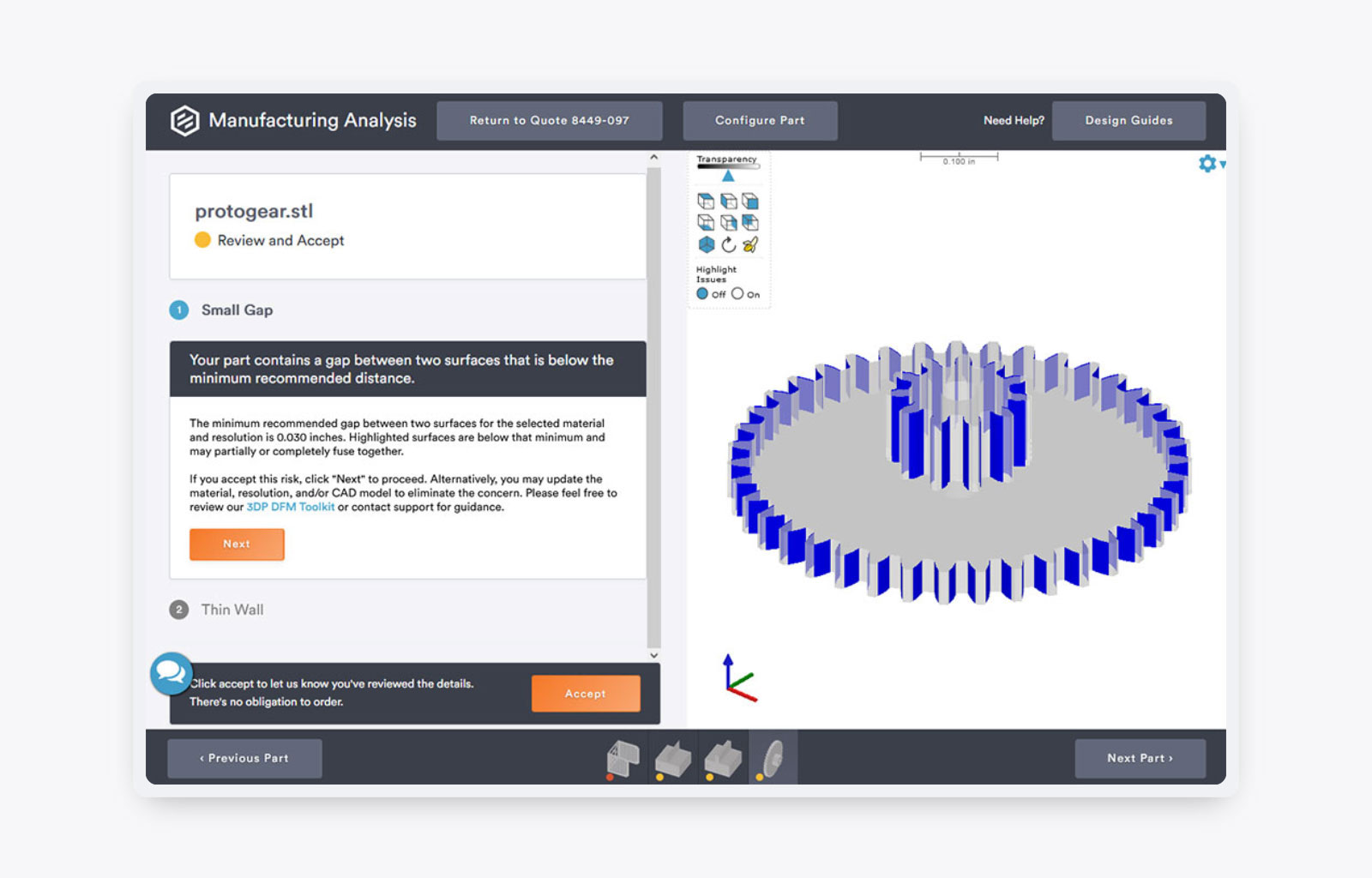 Screenshot of Protolabs platform