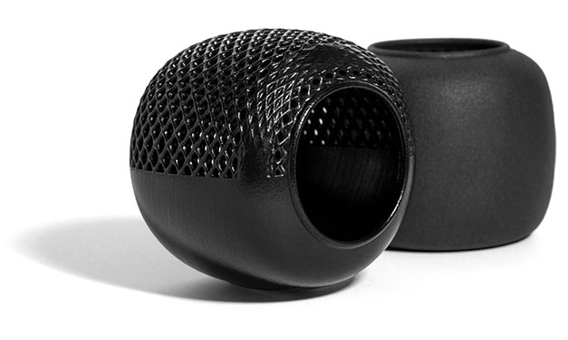 Two black 3D printed parts