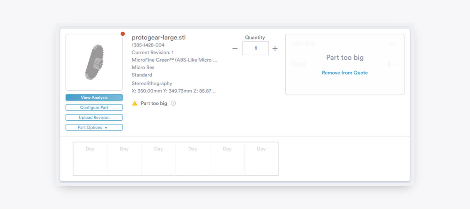 Screenshot of Protolabs platform