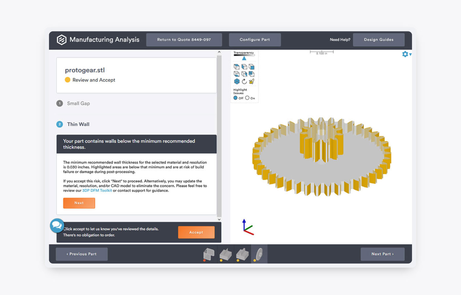Screenshot of Protolabs platform